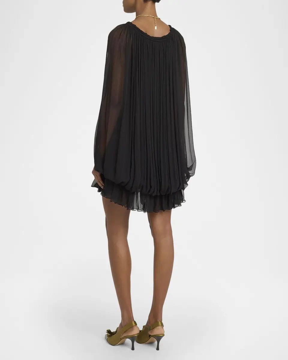 Chloé Gathered Chiffon Cape Mini Dress | Thumbnail 3 Chloé Gathered Chiffon Cape Mini Dress | Thumbnail 3