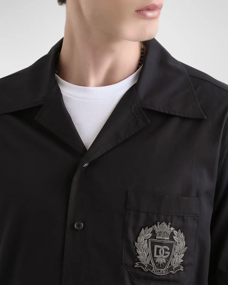 Dolce & Gabbana Men's Hawaii Cotton Emblem Short-Sleeve Shirt | Thumbnail 5 Dolce & Gabbana Men's Hawaii Cotton Emblem Short-Sleeve Shirt | Thumbnail 5