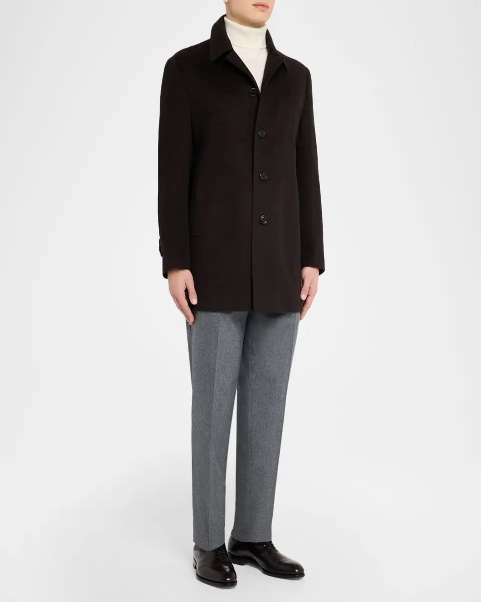 Corneliani Men's Wool Single-Breasted Balmacan Overcoat | Thumbnail 2