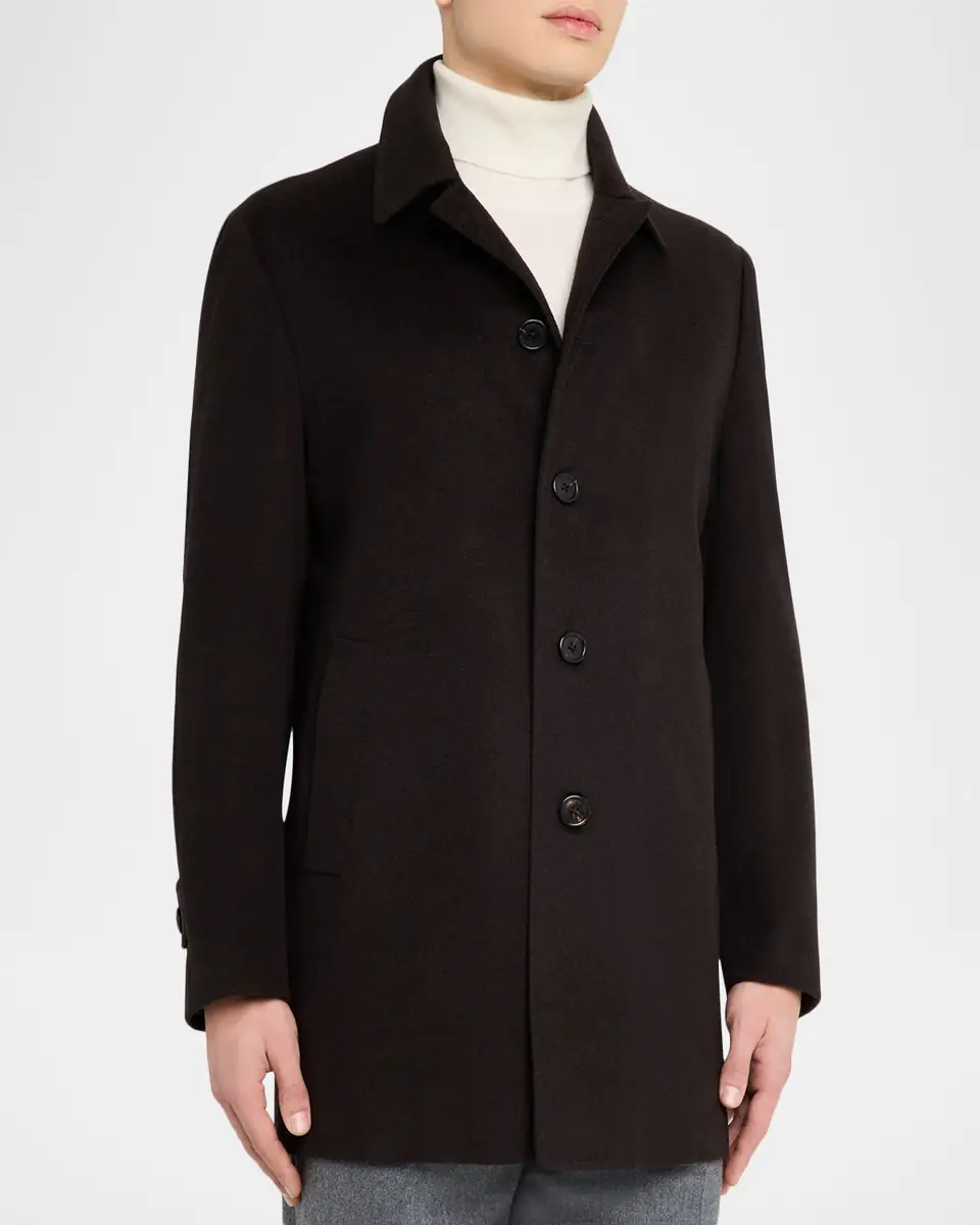 Corneliani Men's Wool Single-Breasted Balmacan Overcoat | Thumbnail 4