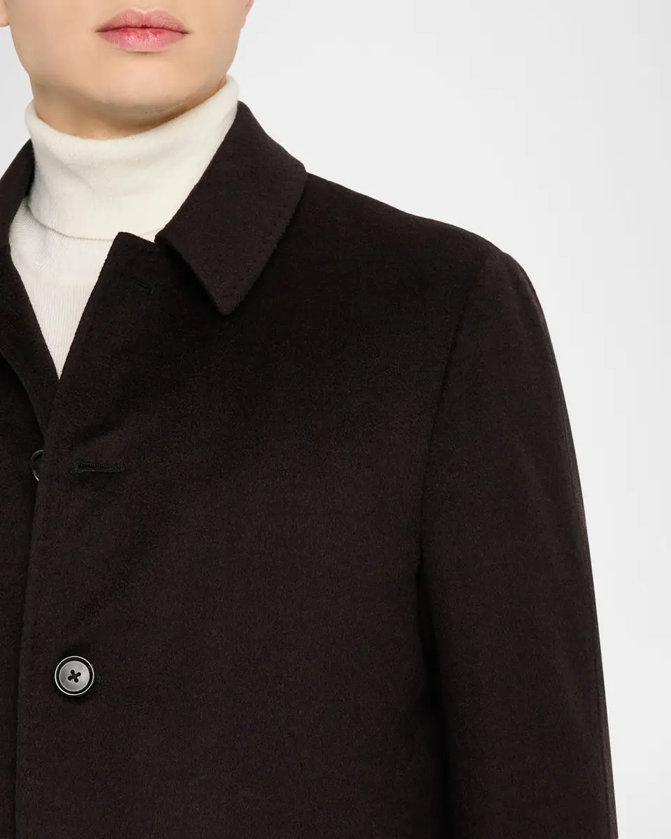 Corneliani Men's Wool Single-Breasted Balmacan Overcoat | Thumbnail 5