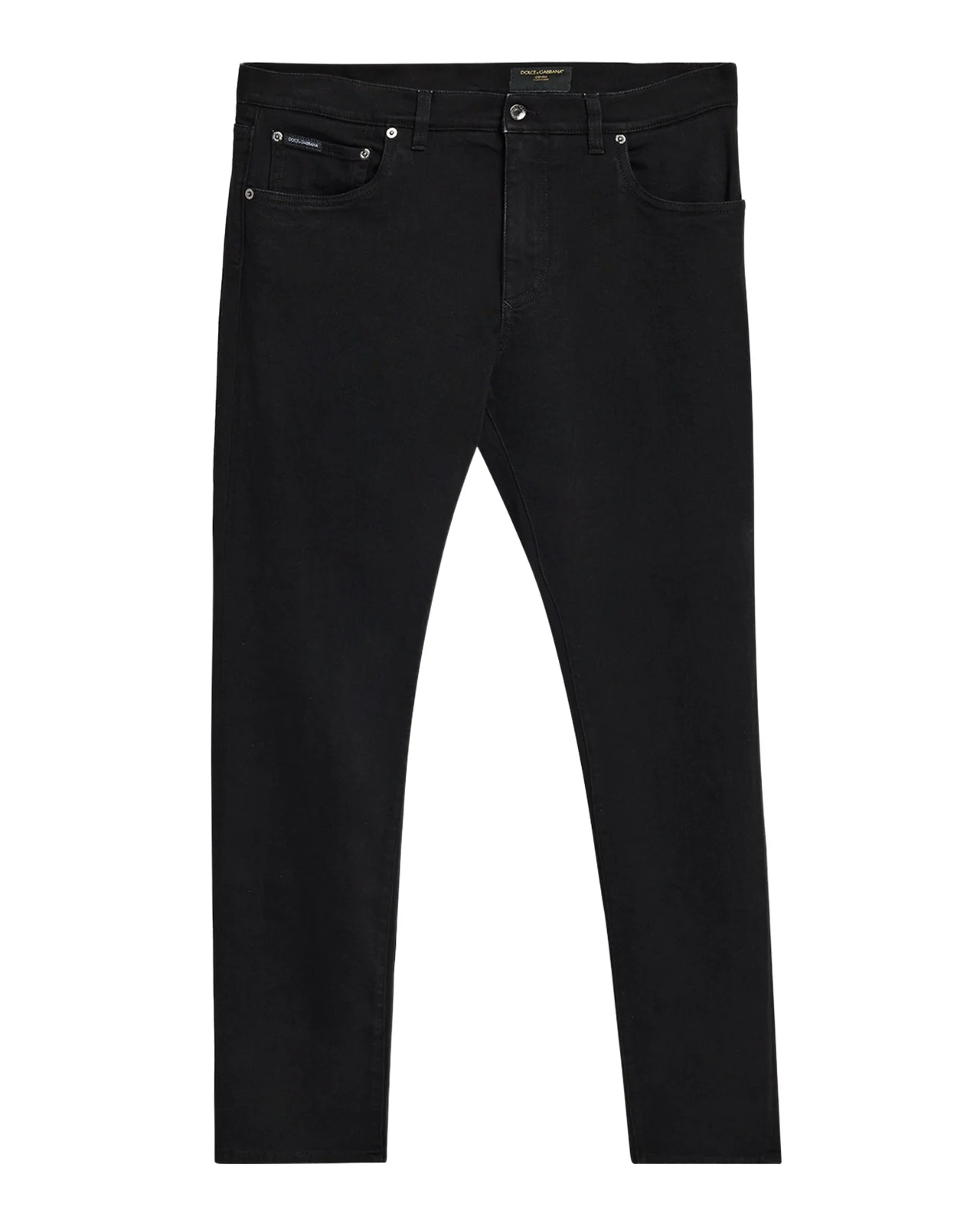 Dolce & Gabbana Men's Slim Fit Logo Plaque Five-Pocket Pants
