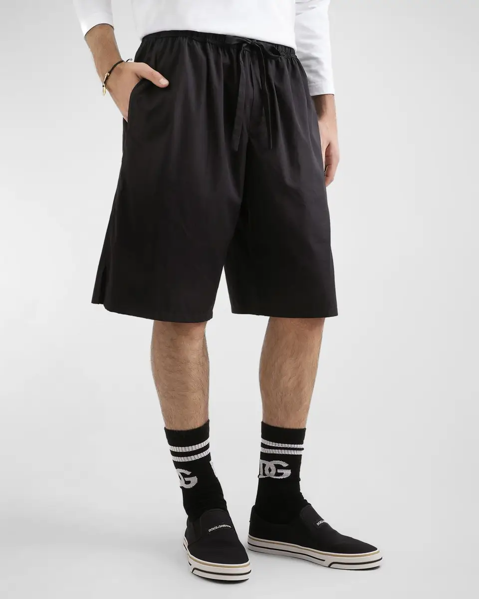 Dolce & Gabbana Men's Cotton Poplin Drawstring Bermuda Shorts | Thumbnail 4 Dolce & Gabbana Men's Cotton Poplin Drawstring Bermuda Shorts | Thumbnail 4