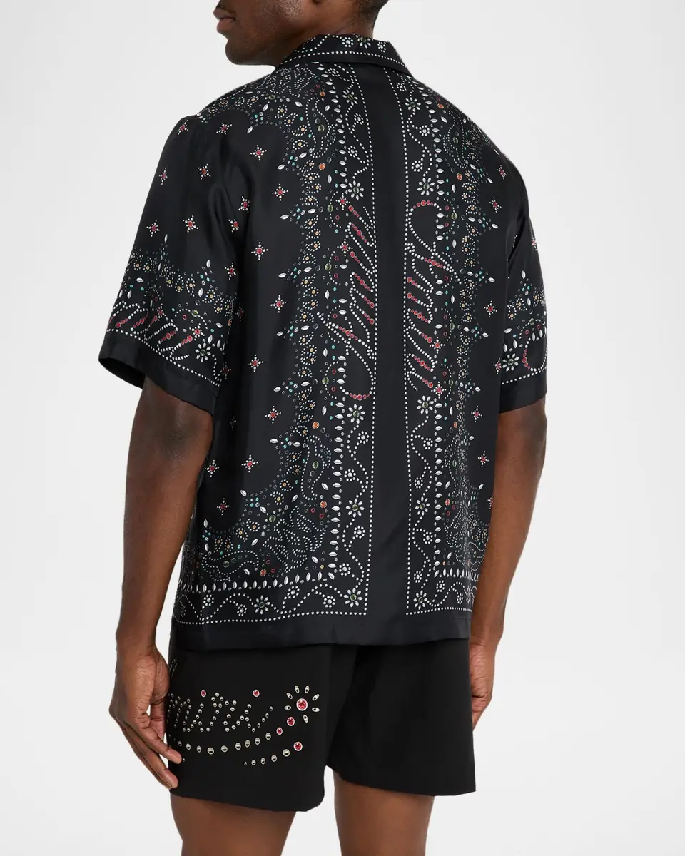 Amiri Men's Silk Crystal Print Bowling Shirt | Thumbnail 2 Amiri Men's Silk Crystal Print Bowling Shirt | Thumbnail 2