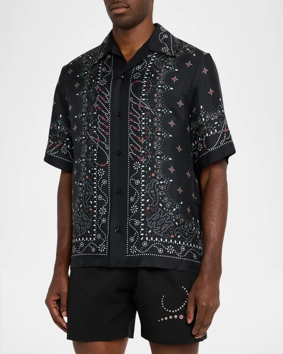 Amiri Men's Silk Crystal Print Bowling Shirt | Thumbnail 3 Amiri Men's Silk Crystal Print Bowling Shirt | Thumbnail 3