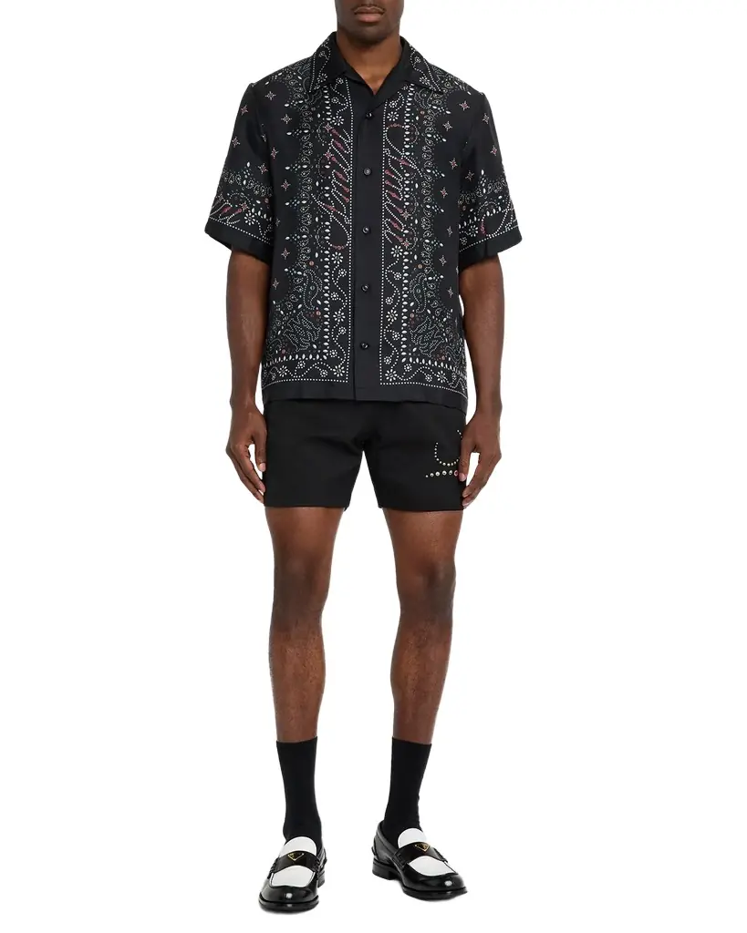 Amiri Men's Silk Crystal Print Bowling Shirt | Image 1 Amiri Men's Silk Crystal Print Bowling Shirt | Image 1