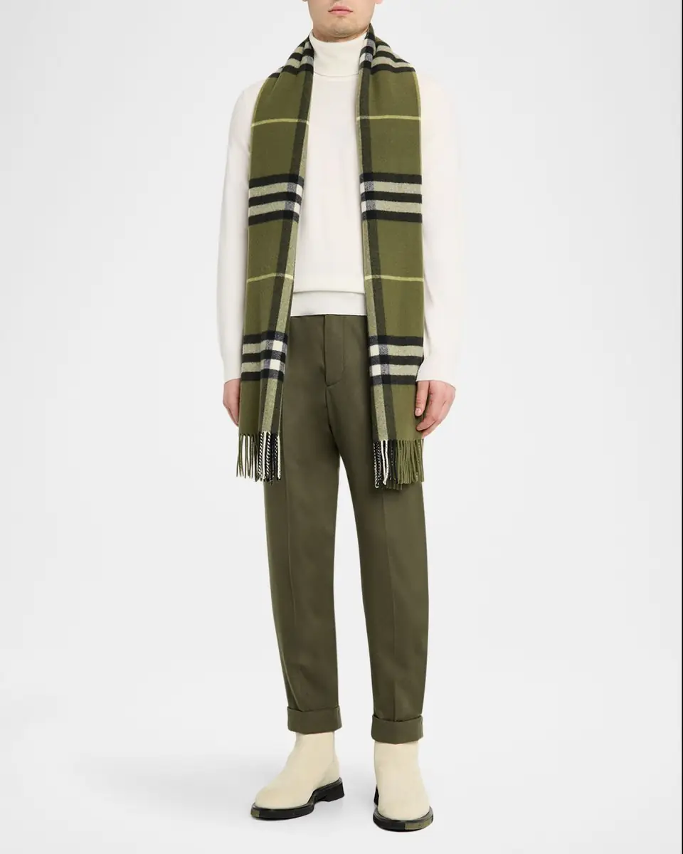 Burberry Men's Wide Check Cashmere Scarf | Thumbnail 2 Burberry Men's Wide Check Cashmere Scarf | Thumbnail 2