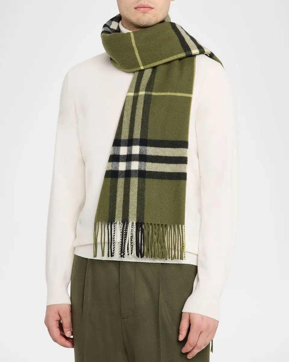Burberry Men's Wide Check Cashmere Scarf | Thumbnail 3 Burberry Men's Wide Check Cashmere Scarf | Thumbnail 3