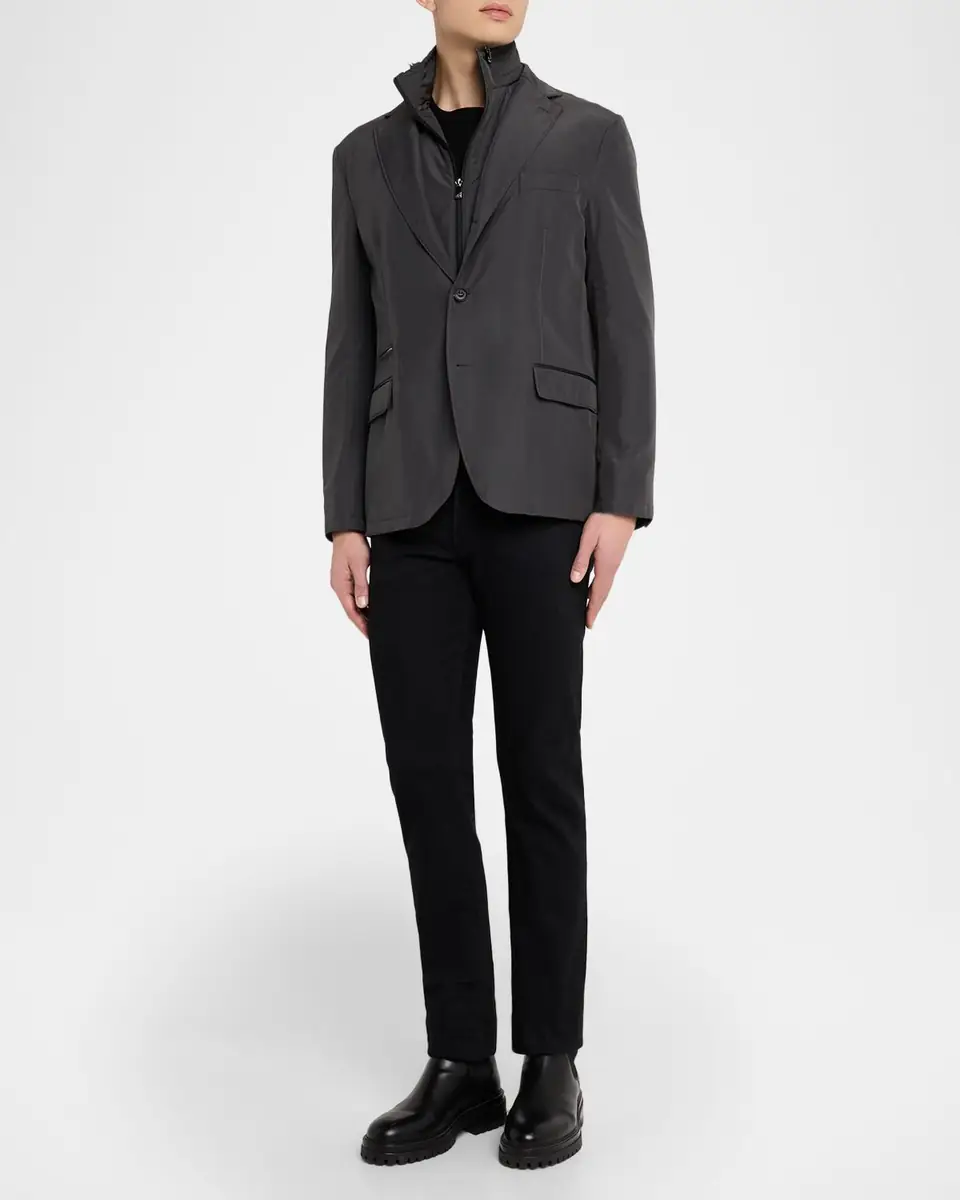 Corneliani Men's Technical Fabric Single-Breasted Blazer | Thumbnail 2 Corneliani Men's Technical Fabric Single-Breasted Blazer | Thumbnail 2