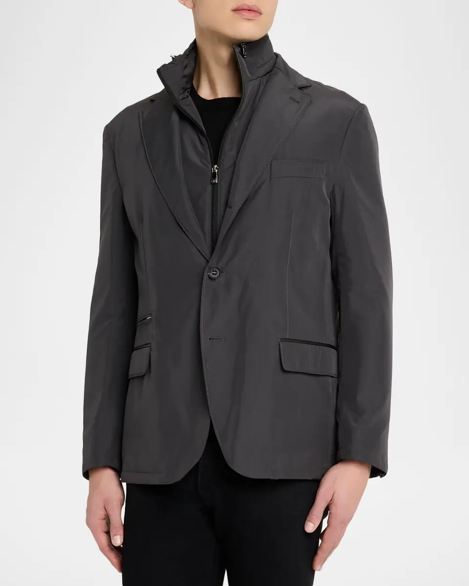Corneliani Men's Technical Fabric Single-Breasted Blazer | Thumbnail 4 Corneliani Men's Technical Fabric Single-Breasted Blazer | Thumbnail 4