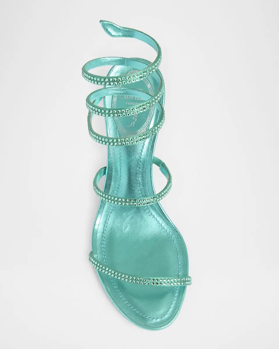René Caovilla 80mm Cleo Crystal Metallic Leather Sandals | Thumbnail 3 René Caovilla 80mm Cleo Crystal Metallic Leather Sandals | Thumbnail 3