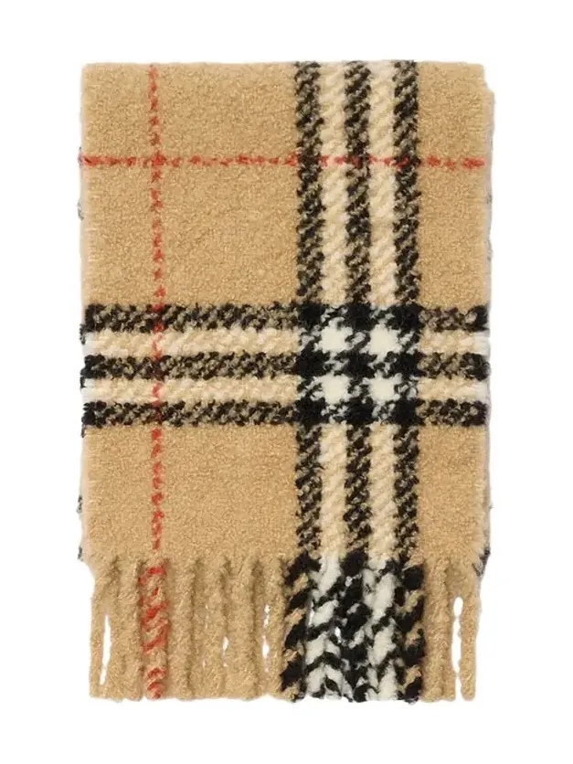 Check Alpaca Wool Blend Bouclé Scarf