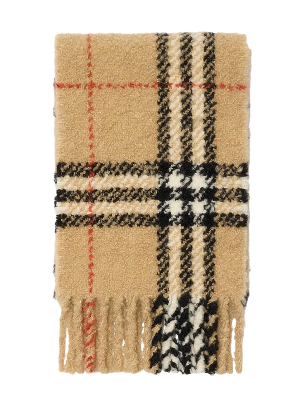 Check Alpaca Wool Blend Bouclé Scarf Check Alpaca Wool Blend Bouclé Scarf