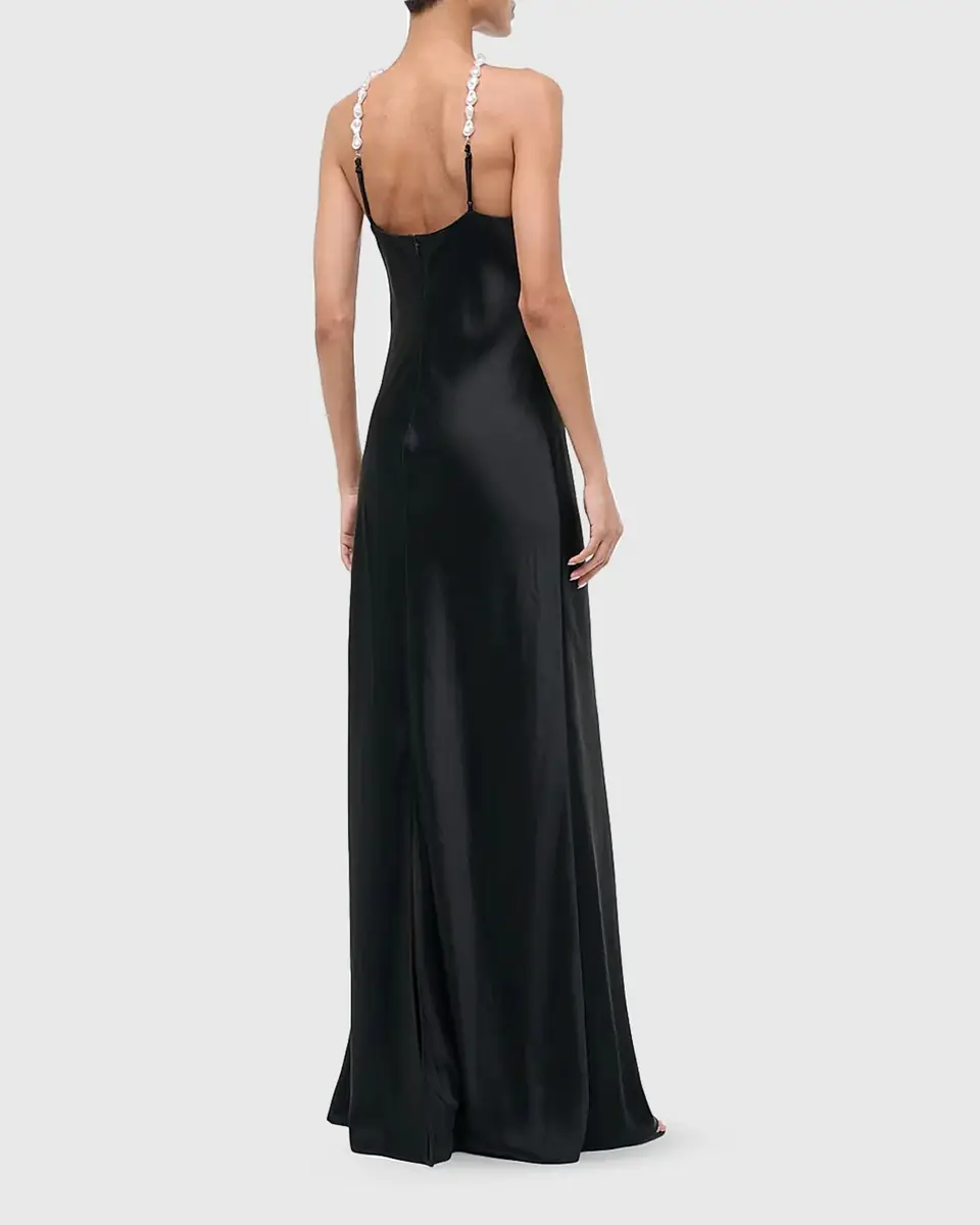 Staud Cadence Satin Pearly-Strap Maxi Dress | Thumbnail 3 Staud Cadence Satin Pearly-Strap Maxi Dress | Thumbnail 3