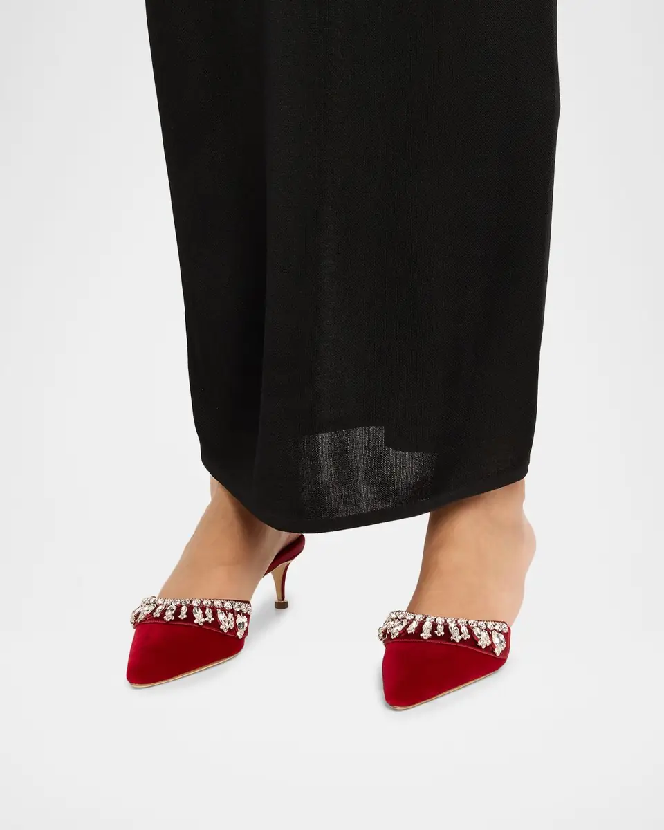 Manolo Blahnik 50mm Tulipe Embellished Velvet Mule Pumps | Thumbnail 2