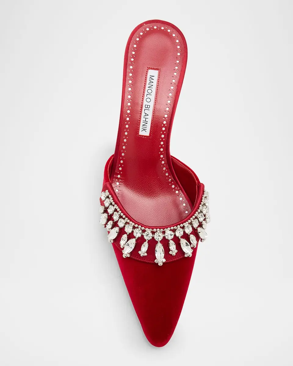 Manolo Blahnik 50mm Tulipe Embellished Velvet Mule Pumps | Thumbnail 4