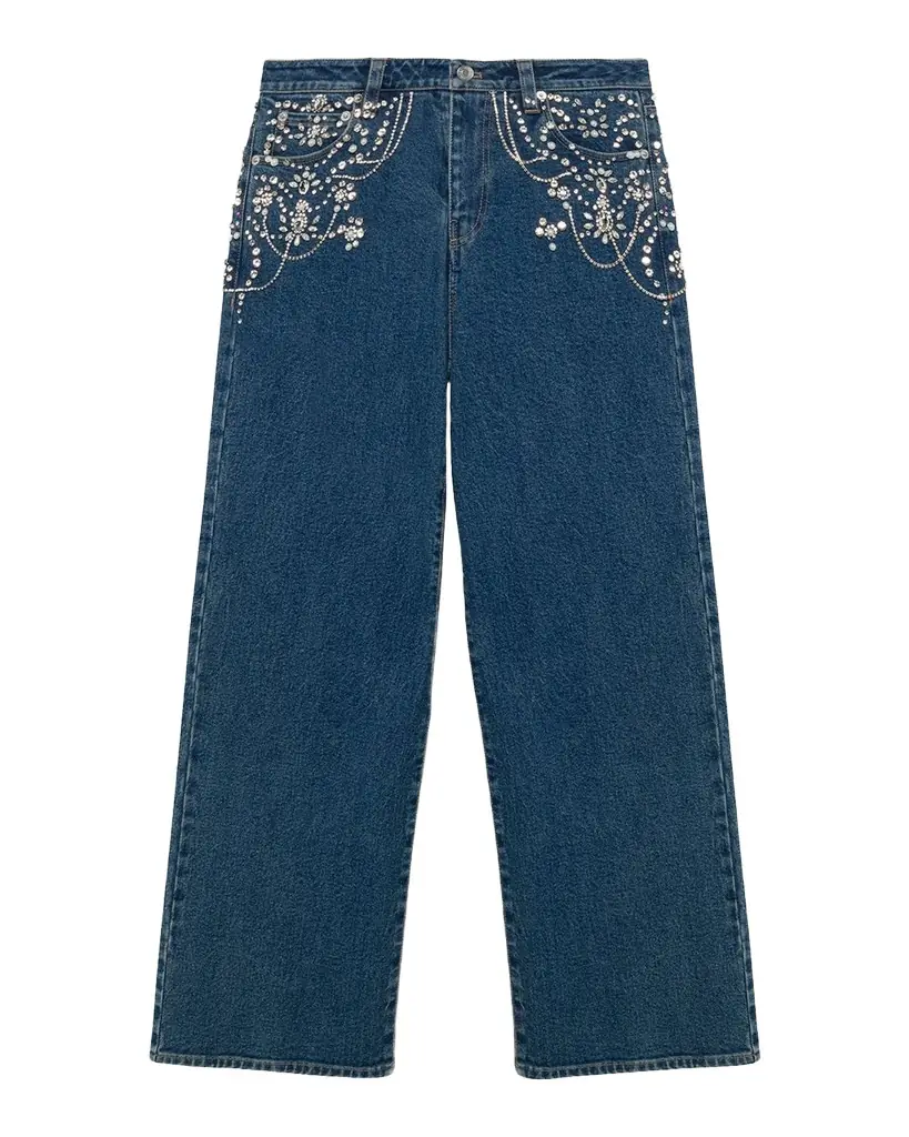 SIMKHAI Jude Embellished Mid-Rise Jeans | Image 1 SIMKHAI Jude Embellished Mid-Rise Jeans | Image 1