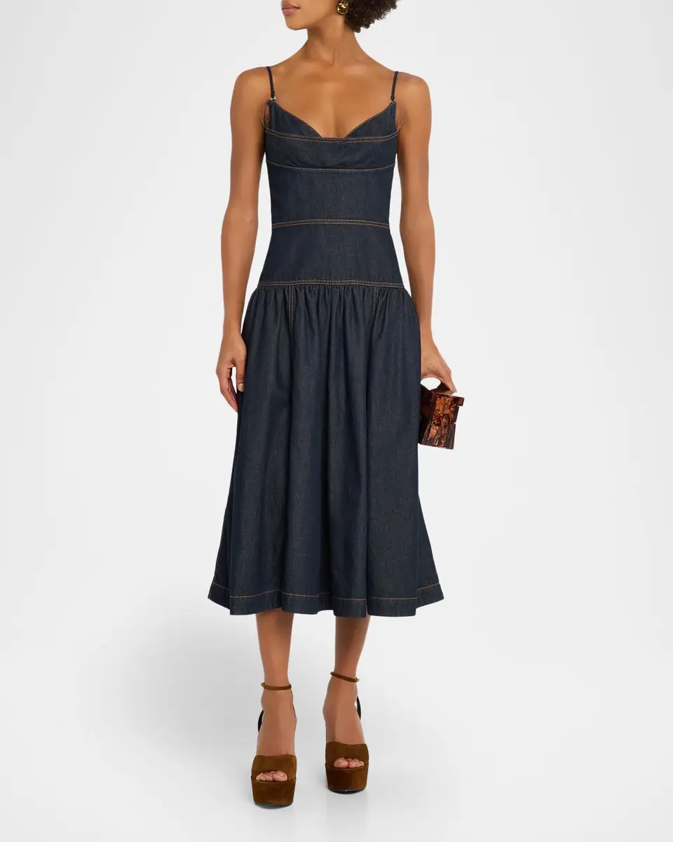 Zimmermann Denim Sleeveless Midi Dress | Thumbnail 2 Zimmermann Denim Sleeveless Midi Dress | Thumbnail 2