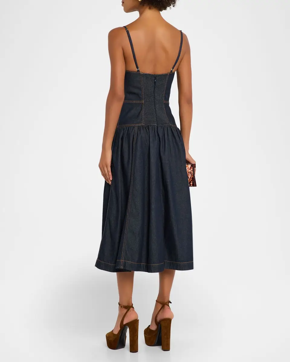 Zimmermann Denim Sleeveless Midi Dress | Thumbnail 3 Zimmermann Denim Sleeveless Midi Dress | Thumbnail 3