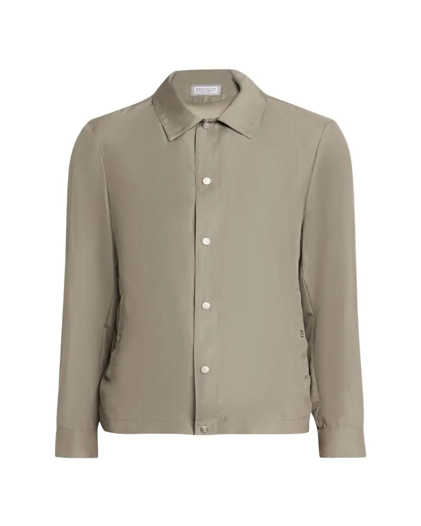 Brunello Cucinelli Men's Silk Blend Snap-Front Shirt Jacket | Image 1 Brunello Cucinelli Men's Silk Blend Snap-Front Shirt Jacket | Image 1