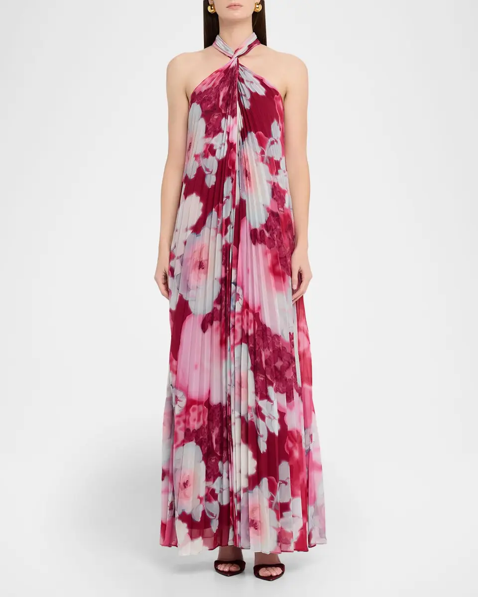 Ungaro Ira Pleated Floral-Print Halter Gown | Thumbnail 2 Ungaro Ira Pleated Floral-Print Halter Gown | Thumbnail 2