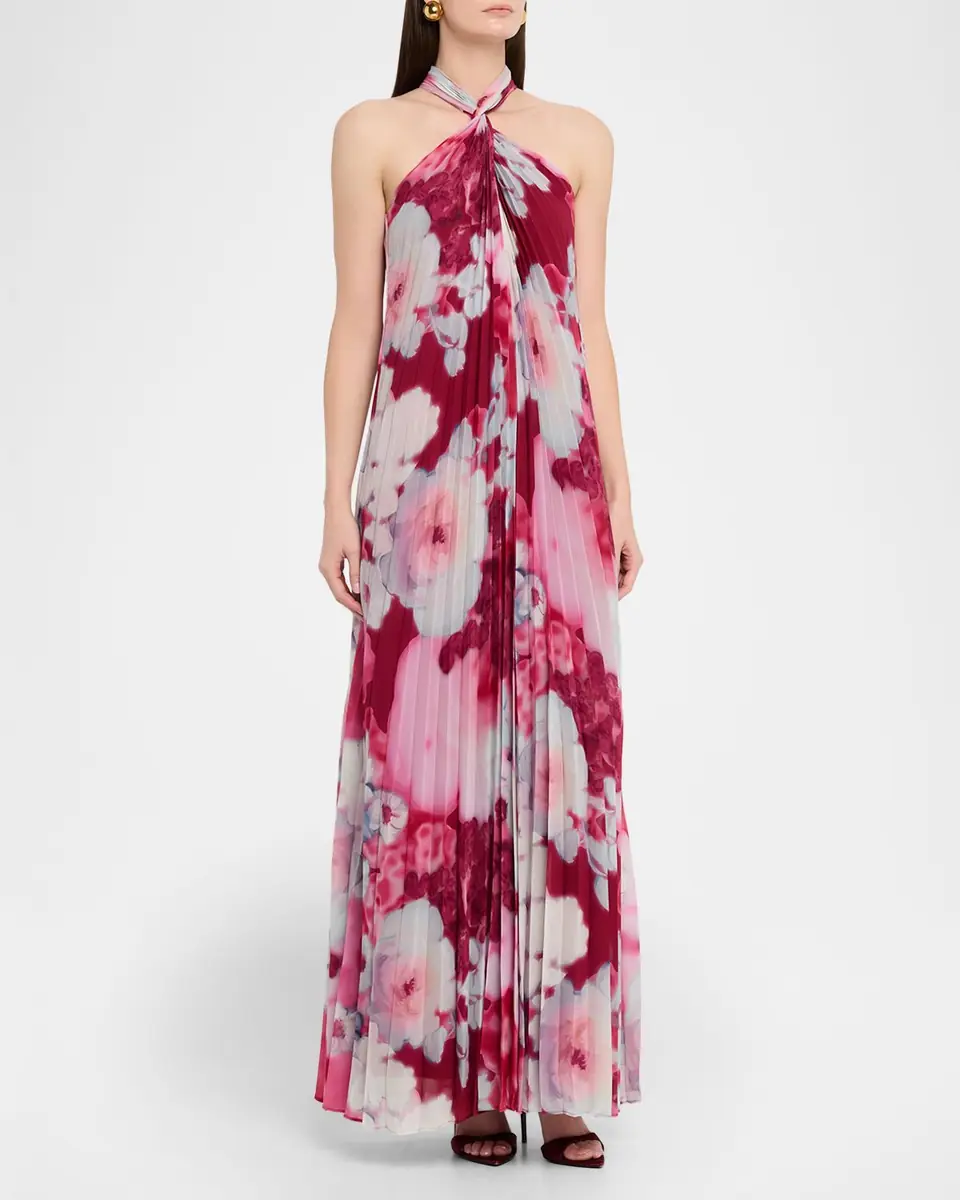 Ungaro Ira Pleated Floral-Print Halter Gown | Thumbnail 4 Ungaro Ira Pleated Floral-Print Halter Gown | Thumbnail 4