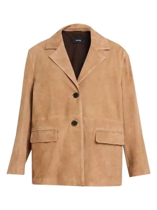 Jolie Single-Breasted Goatskin Suede Blazer