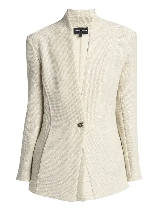 Single-Breasted Tweed Blazer Jacket Single-Breasted Tweed Blazer Jacket