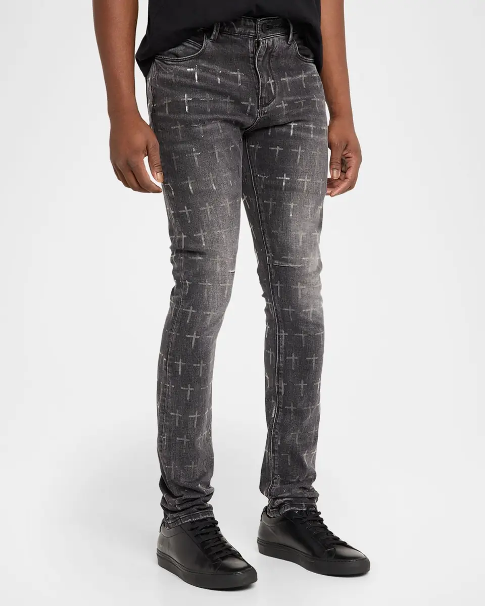 RTA Men's Bryant Grey Denim Skinny Jeans | Thumbnail 4 RTA Men's Bryant Grey Denim Skinny Jeans | Thumbnail 4