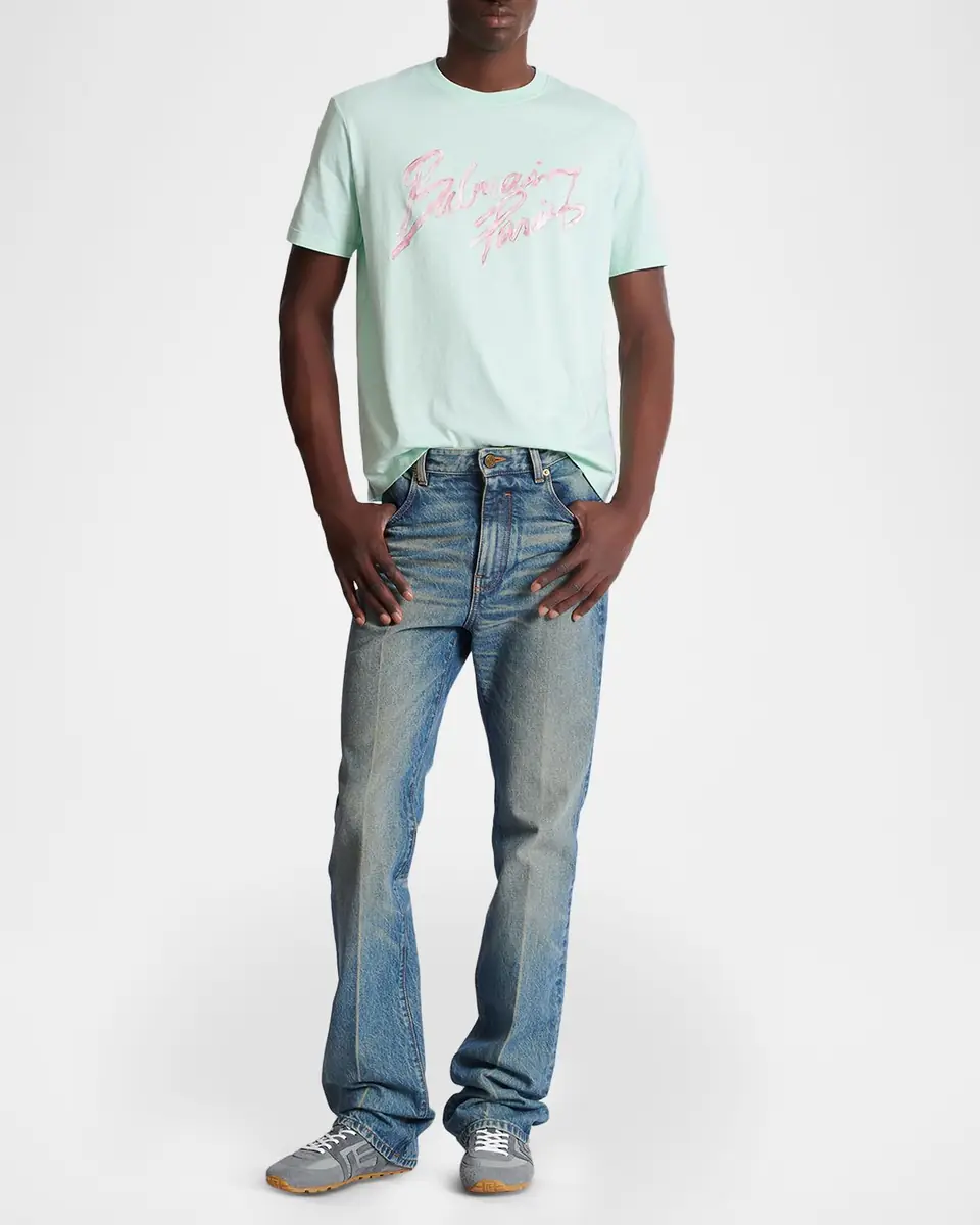 Balmain Men's Paris Printed Cotton T-Shirt | Thumbnail 2 Balmain Men's Paris Printed Cotton T-Shirt | Thumbnail 2