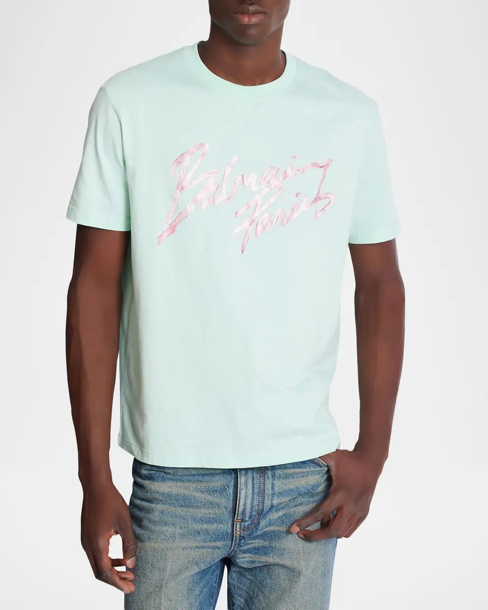 Balmain Men's Paris Printed Cotton T-Shirt | Thumbnail 4 Balmain Men's Paris Printed Cotton T-Shirt | Thumbnail 4