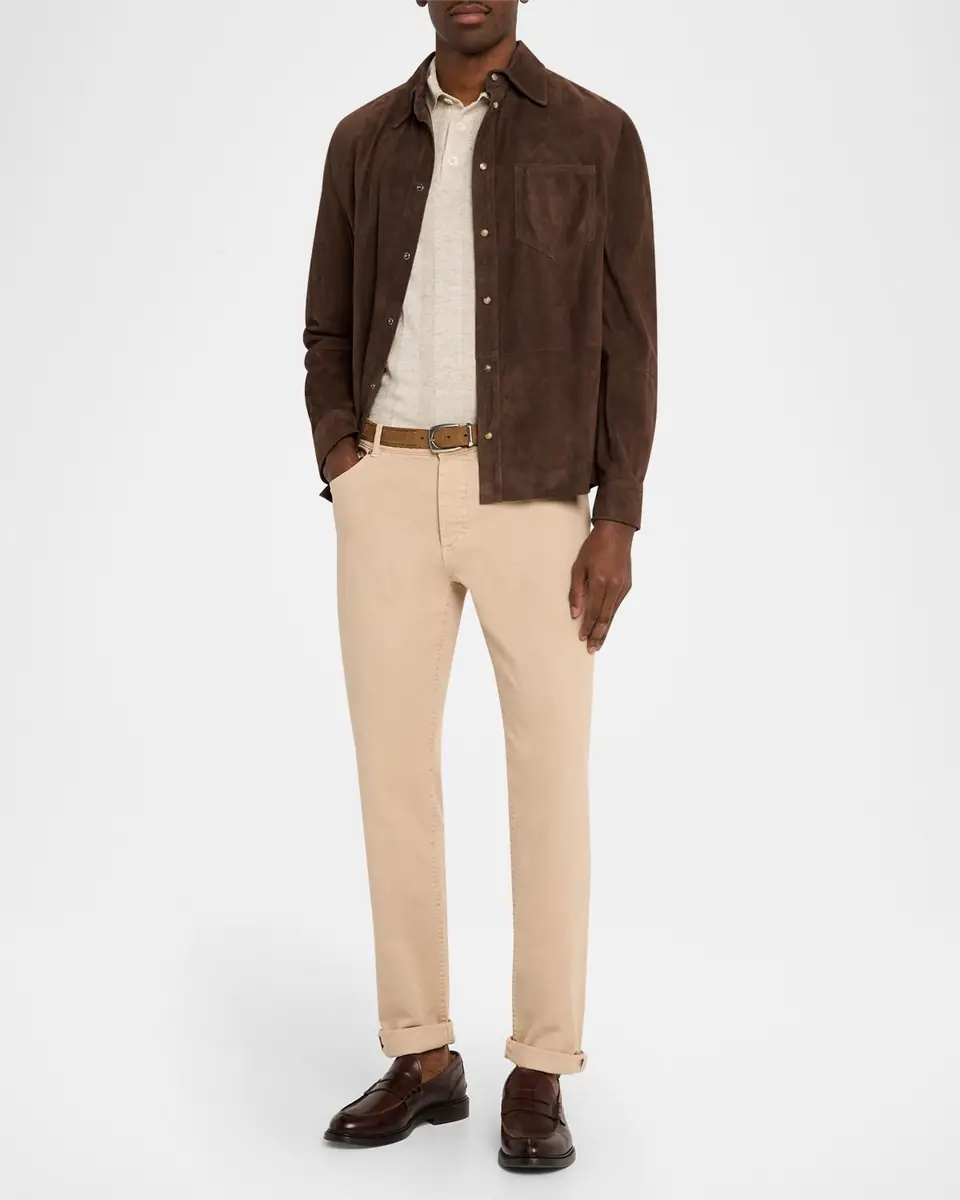 Brunello Cucinelli en's Leather Snap-Front Shirt with Pocket | Thumbnail 6 Brunello Cucinelli en's Leather Snap-Front Shirt with Pocket | Thumbnail 6