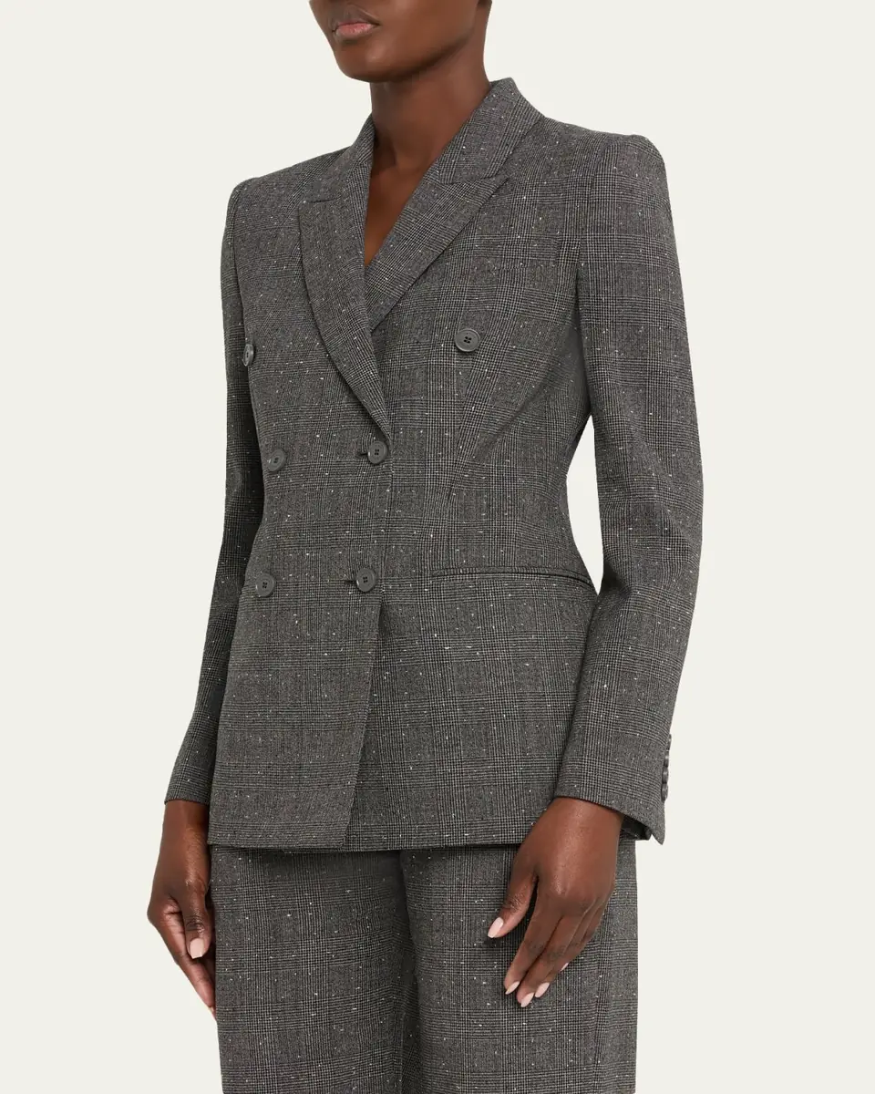 Alexander McQueen Double-Breasted Check Wool Tailored Jacket | Thumbnail 4