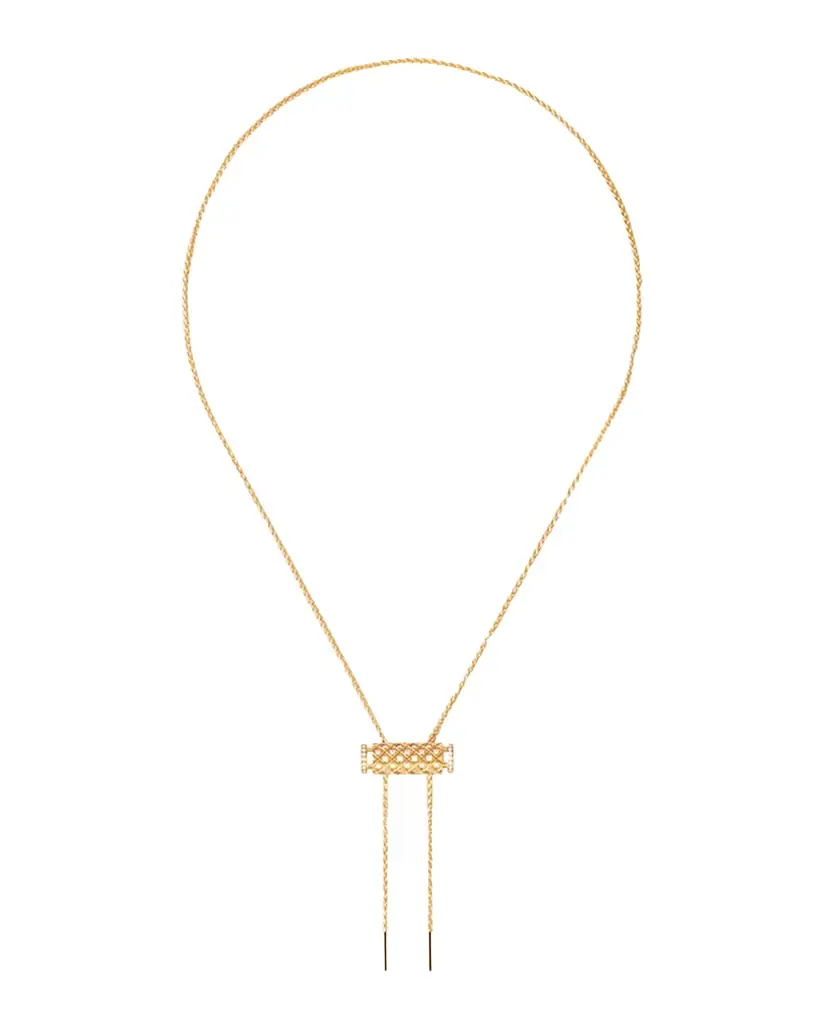 Nouvel Heritage 18K Full Pave Latch Pendant on MM Chain Necklace | Image 1 Nouvel Heritage 18K Full Pave Latch Pendant on MM Chain Necklace | Image 1