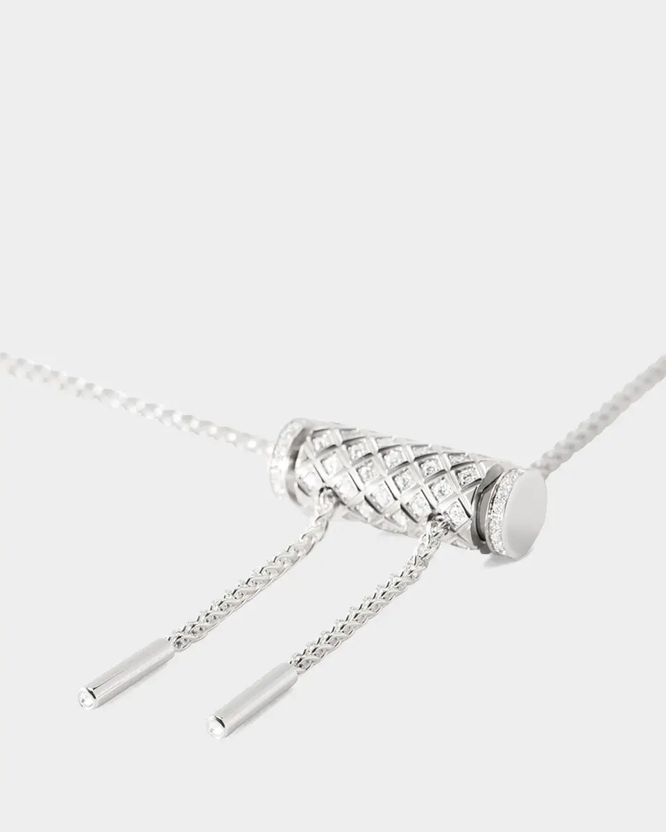 Nouvel Heritage 18K Full Pave Latch Pendant on GM Chain Necklace | Thumbnail 3