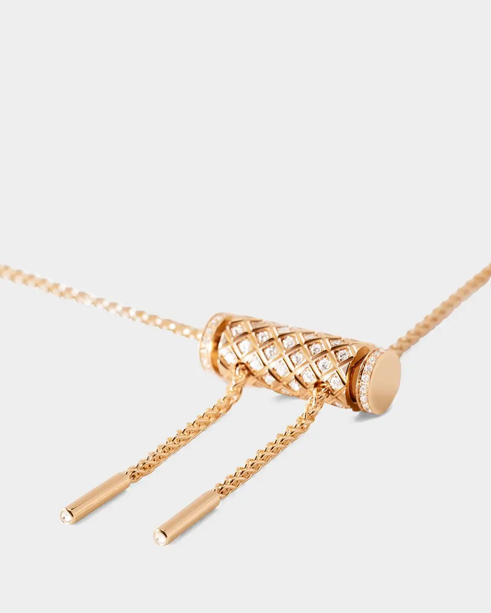 Nouvel Heritage 18K Full Pave Latch Pendant on GM Chain Necklace | Thumbnail 3 Nouvel Heritage 18K Full Pave Latch Pendant on GM Chain Necklace | Thumbnail 3