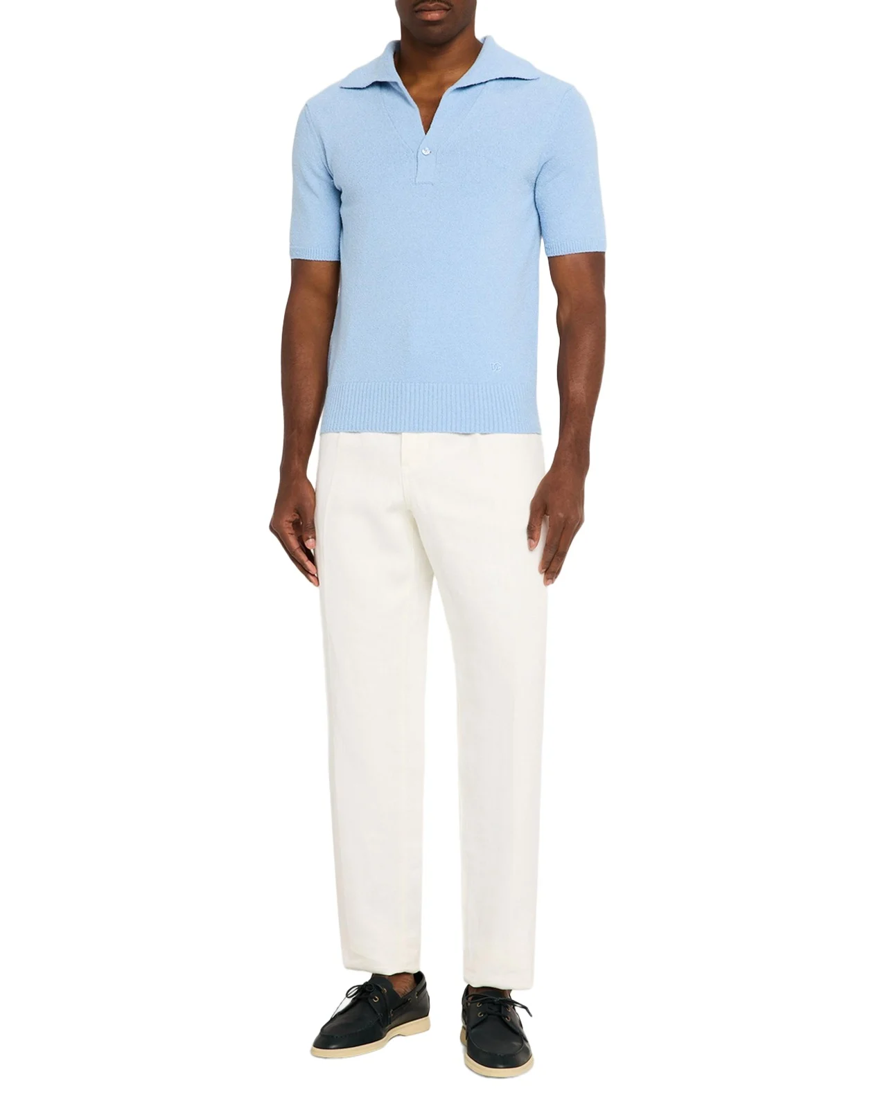 Dolce & Gabbana Men's Texture-Knit V-Neck Polo Shirt