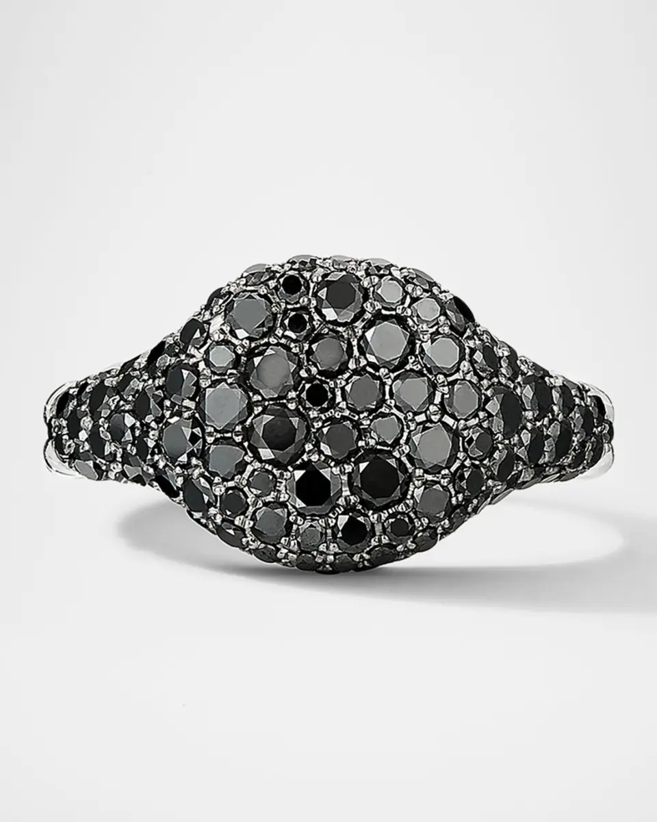 David Yurman Mini Chevron Pave Diamond Pinky Ring in 18k White Gold | Thumbnail 3