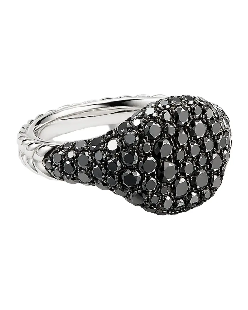 David Yurman Mini Chevron Pave Diamond Pinky Ring in 18k White Gold | Image 1 David Yurman Mini Chevron Pave Diamond Pinky Ring in 18k White Gold | Image 1