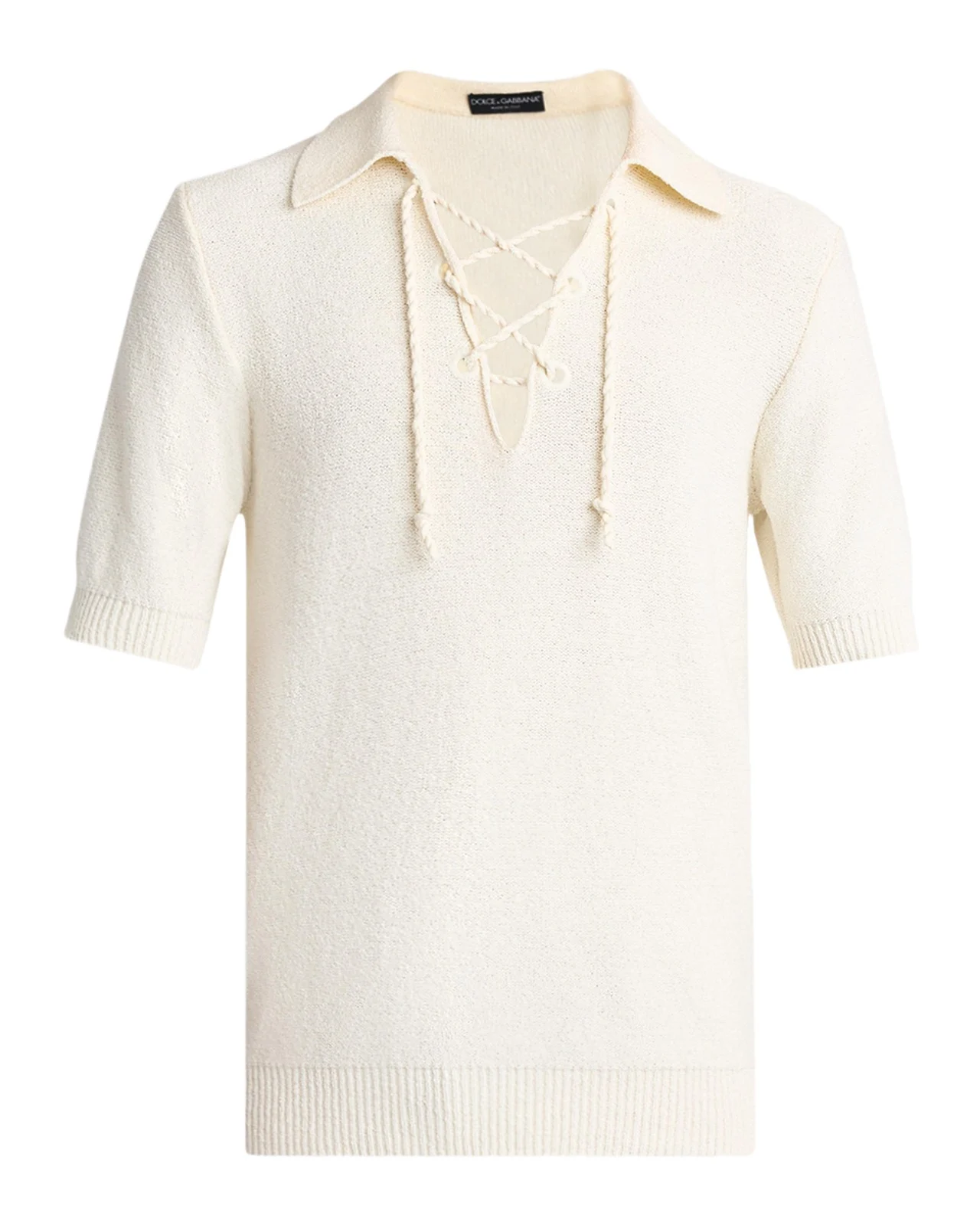 Dolce & Gabbana Men's Drawcord V-Neck Polo Shirt