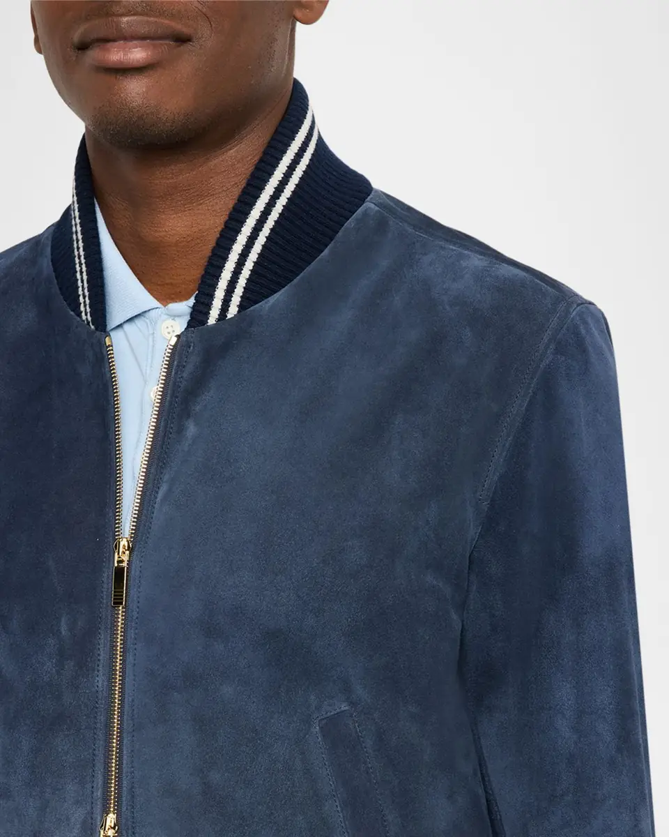Thom Browne Men's Suede Rib-Knit Blouson Jacket | Thumbnail 5 Thom Browne Men's Suede Rib-Knit Blouson Jacket | Thumbnail 5
