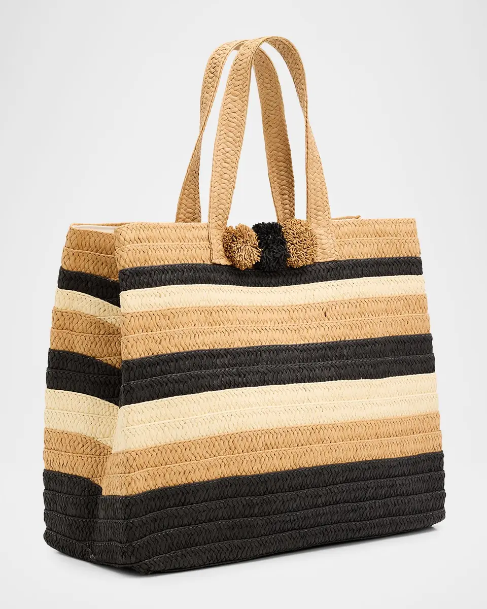 BTB Los Angeles Lou Striped Woven Paper Straw Tote Bag | Thumbnail 3 BTB Los Angeles Lou Striped Woven Paper Straw Tote Bag | Thumbnail 3