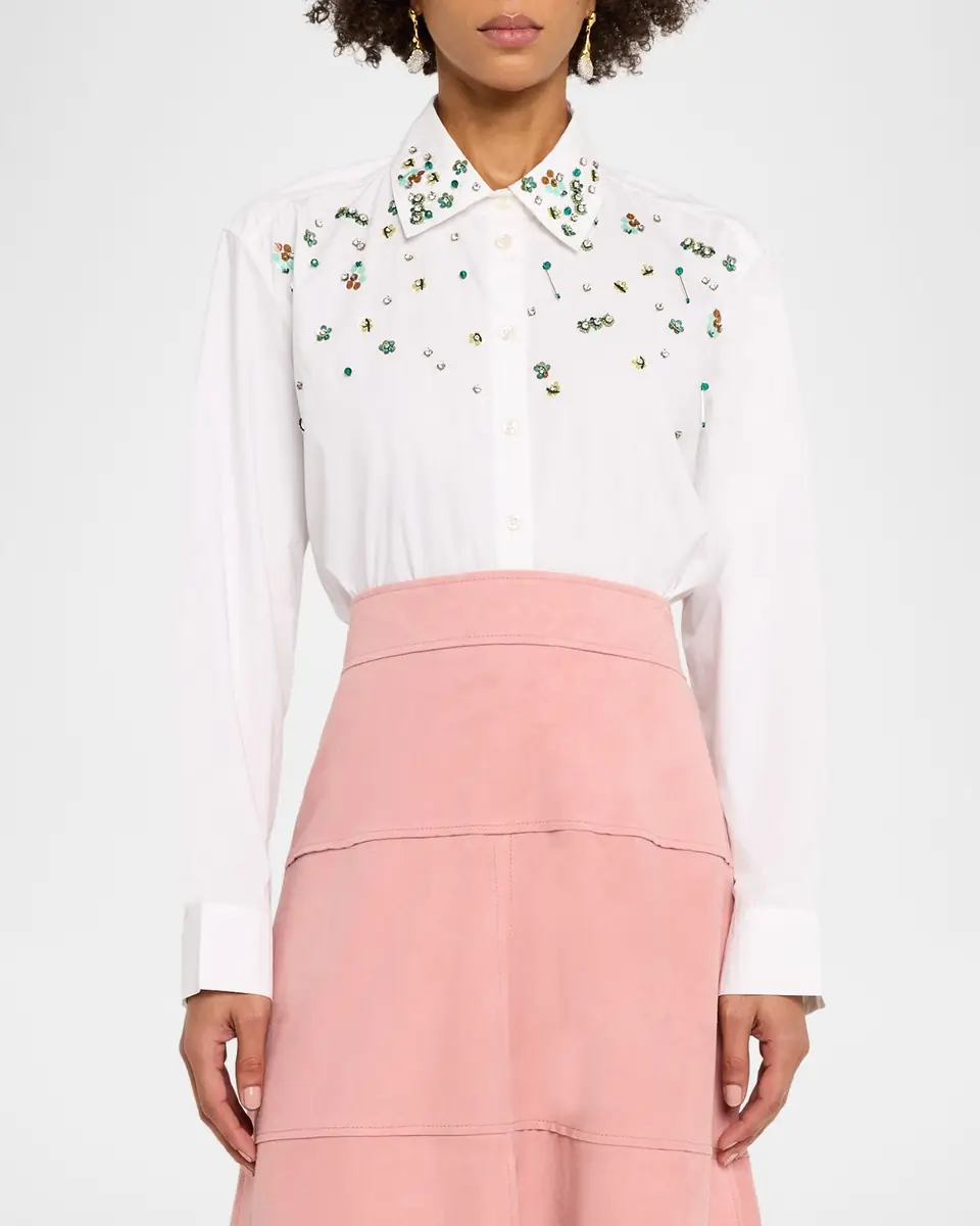 TANYA TAYLOR Margaux Embellished Button-Front Shirt | Thumbnail 4 TANYA TAYLOR Margaux Embellished Button-Front Shirt | Thumbnail 4