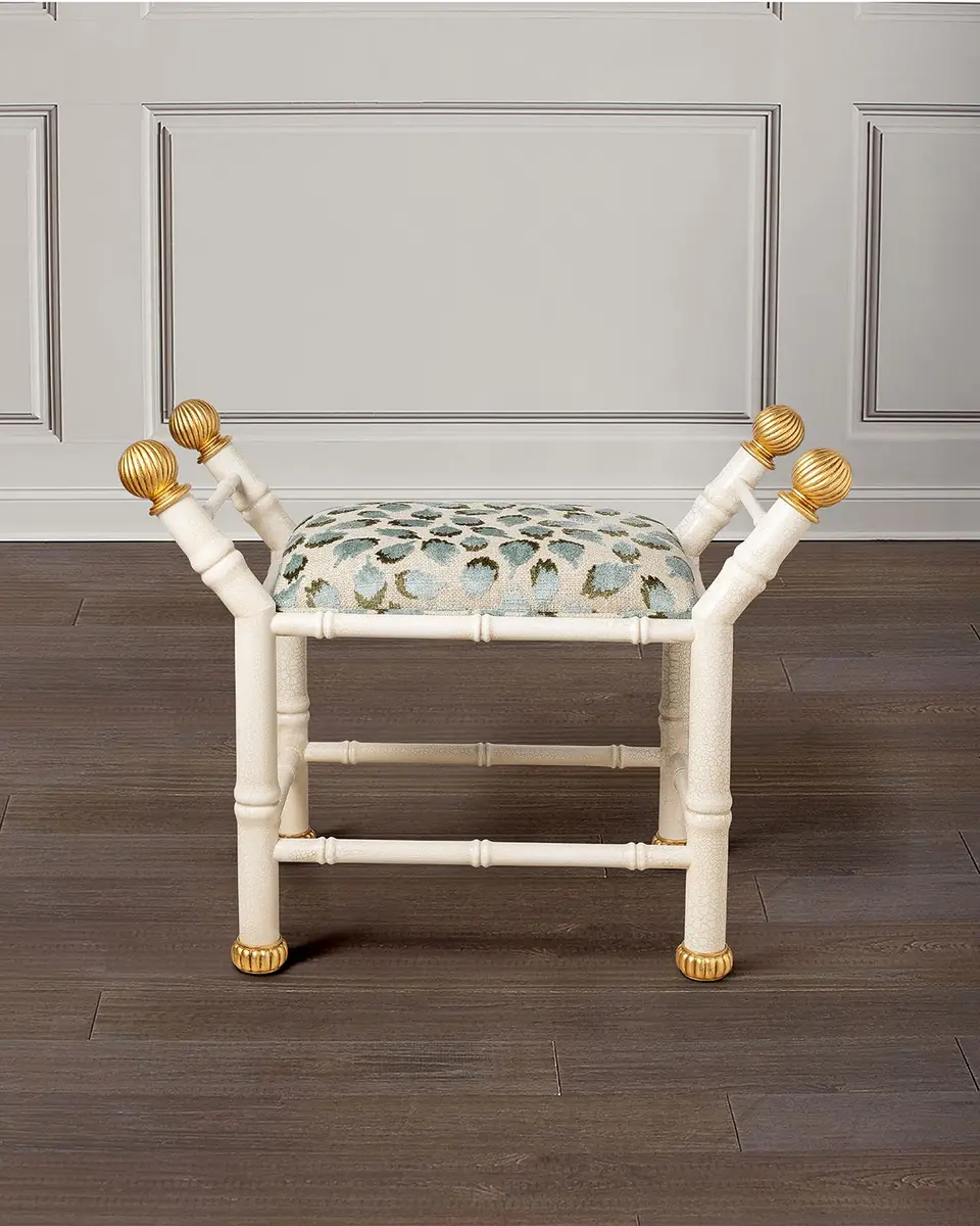 Port 68 Boca Celadon Ocelot-Print Bench, White