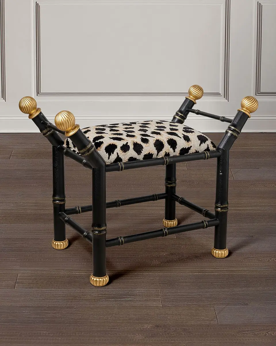 Port 68 Boca Black Ocelot-Print Bench | Thumbnail 2