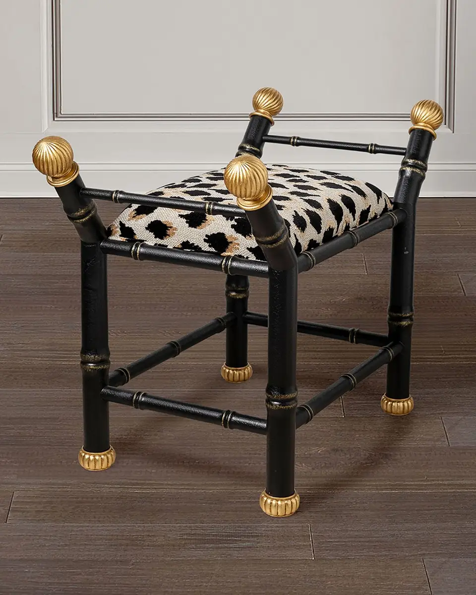 Port 68 Boca Black Ocelot-Print Bench | Thumbnail 3