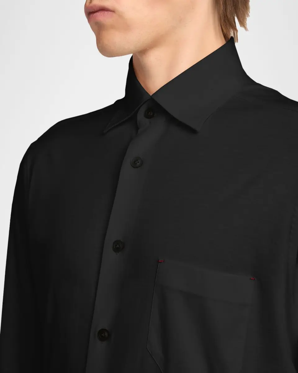 Kiton Men's Cotton Jersey Pocket Button-Down Shirt | Thumbnail 5