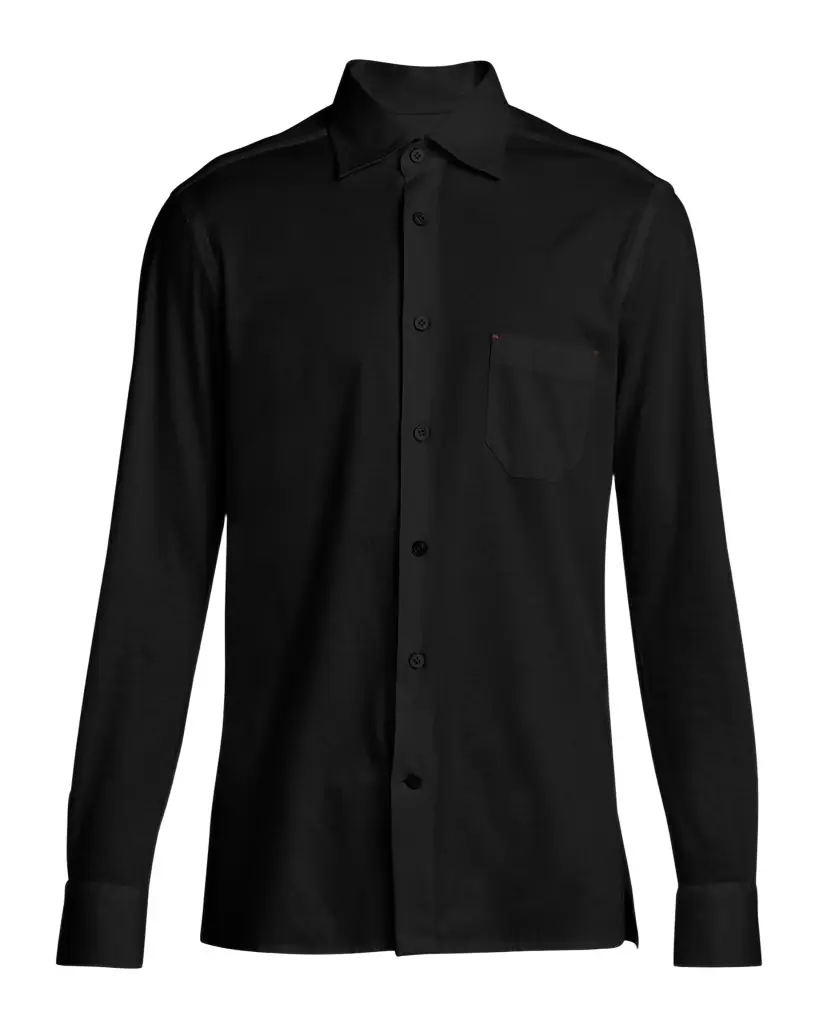 Kiton Men's Cotton Jersey Pocket Button-Down Shirt | Image 1 Kiton Men's Cotton Jersey Pocket Button-Down Shirt | Image 1