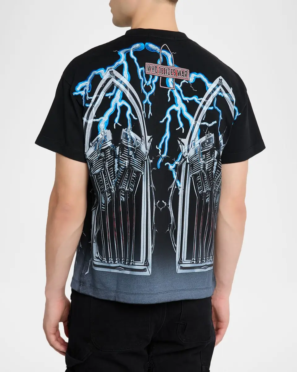 Who Decides War Men's Engine Jersey Graphic T-Shirt with Embroidery | Thumbnail 3 Who Decides War Men's Engine Jersey Graphic T-Shirt with Embroidery | Thumbnail 3