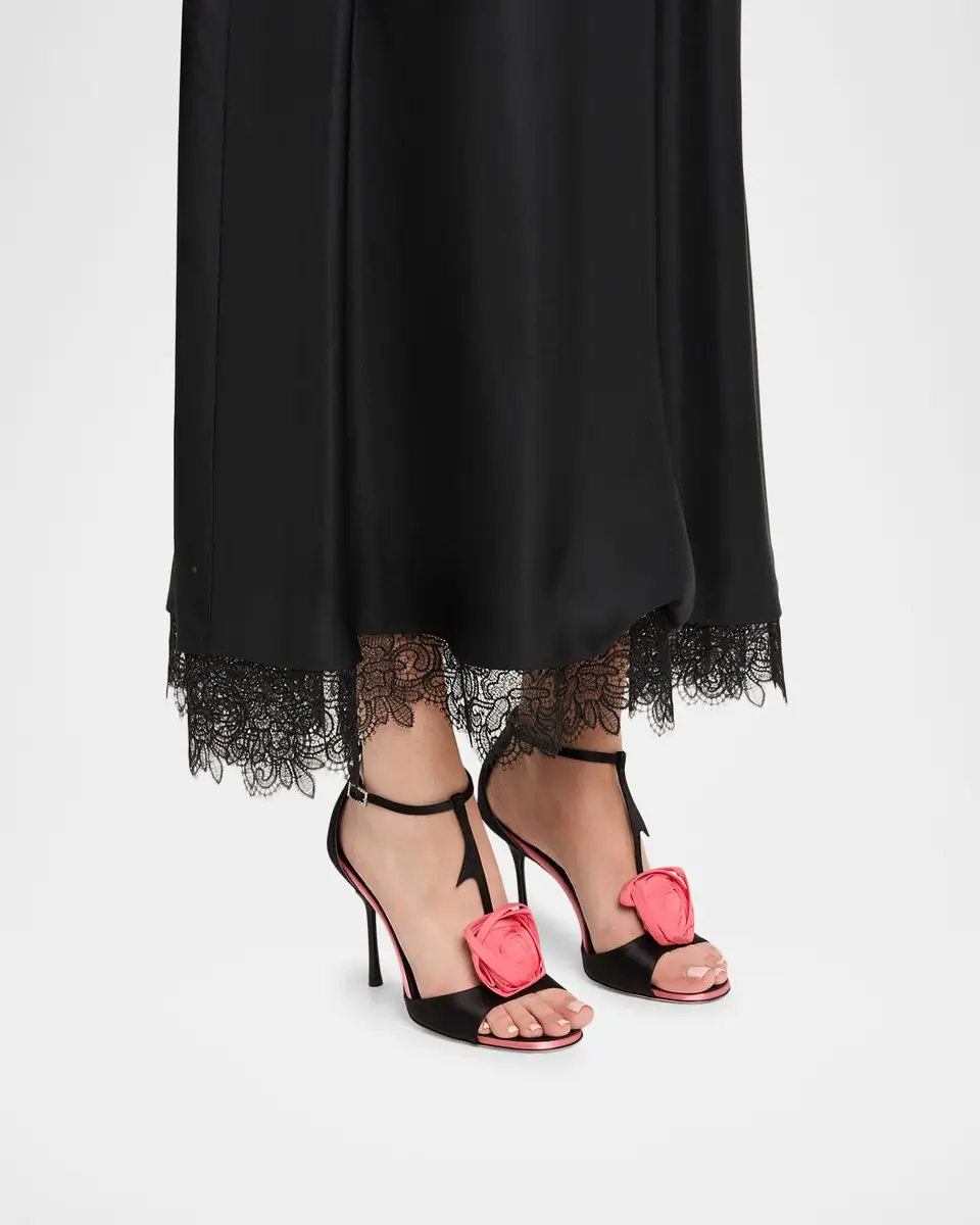 Roger Vivier 100mm Epine Rose T-Strap Satin Sandals | Thumbnail 2 Roger Vivier 100mm Epine Rose T-Strap Satin Sandals | Thumbnail 2